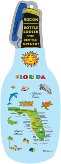 Picture of Rockin Gear Can Cooler Florida Map Souvenir Neoprene Cooler with Attached Bottle Opener