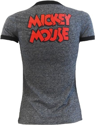 Picture of Disney Mickey Mouse Shy Ladies Junior Black Fit Ringer T-Shirt
