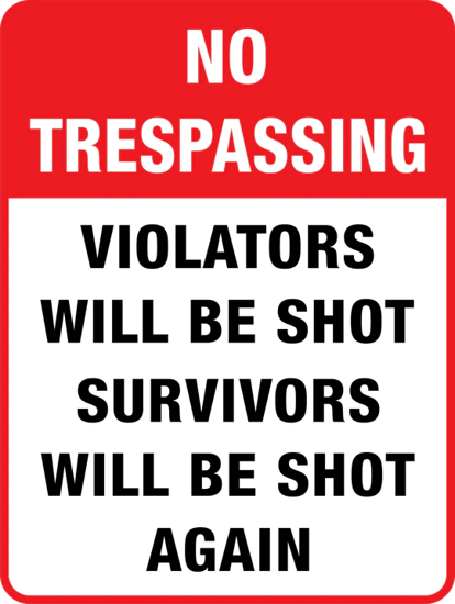Picture of Metal Tin Warning Sign No Trespassing
