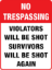 Picture of Metal Tin Warning Sign No Trespassing