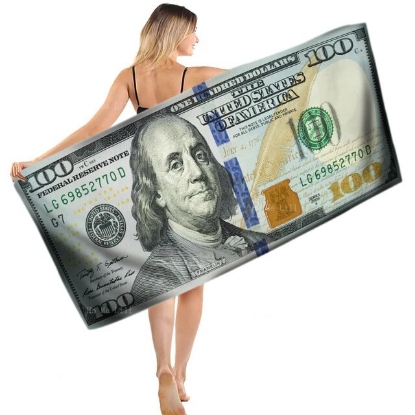 Picture of American 100 Dollar Bill Beach Towel Ben Franklin