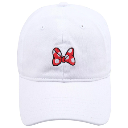 Picture of Disney Minnie Bow Patch Adjustable Baseball Cap Hat White One Size