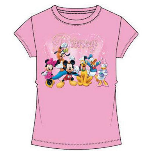 Picture of Disney Mickey and The Gang Posing Pink T-Shirt Girls Size Large 10/12