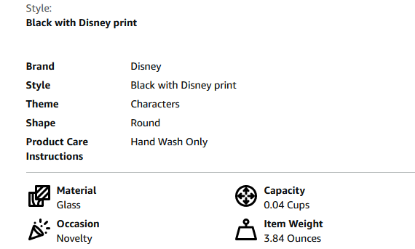 Picture of Disney 100 Years Of Wonder Shot Glass (Black print)