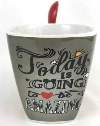 Picture of Disney Mickey Minnie  Amazing Day Mug  Spoon Gray Red