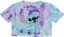 Picture of Disney Stitch Tie Dye Crop Top Shirt for Junior Girls Blue Small