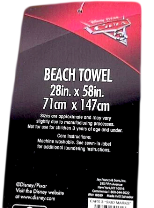 Picture of Disney Pixar Cars 3 Lightning McQueen Beach Towel 28" X 58"