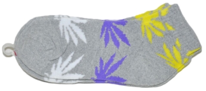 Picture of Mens Ankle Gray Medium  Herb Plant Smoker Weed Socks