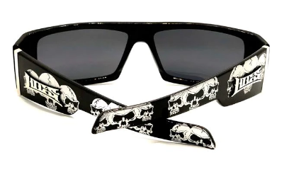 Picture of Locs Square Skull & Bones Matte Black Wrap Around Sunglasses