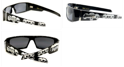 Picture of Locs Square Skull & Bones Matte Black Wrap Around Sunglasses