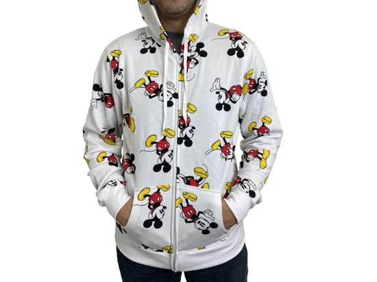 Picture of Disney Adult Mickey All Over Print Zip Up Hoodie White