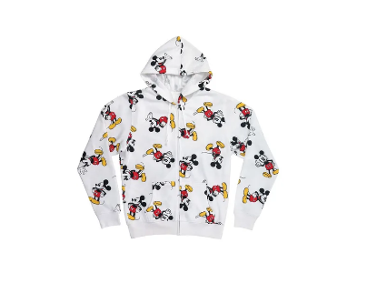 Picture of Disney Adult Mickey All Over Print Zip Up Hoodie White