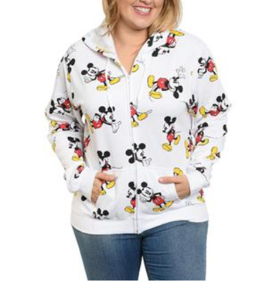Picture of Disney Adult Mickey All Over Print Zip Up Hoodie White
