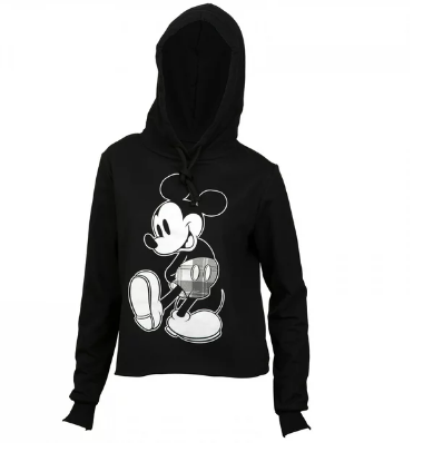 Picture of Mickey Mouse Black Plaid Cropped Junior Hoodie, XL