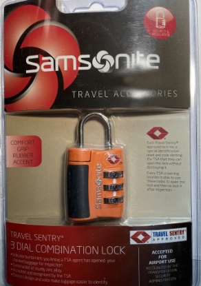 Picture of Samsonite Travel Sentry Luggage 3 Dial Combo Lock, Juicy Orange, One Size