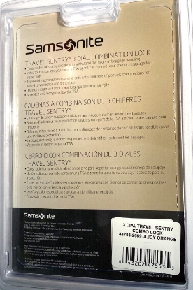 Picture of Samsonite Travel Sentry Luggage 3 Dial Combo Lock, Juicy Orange, One Size