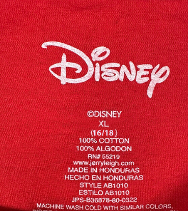 Picture of Disney 2023 Dated Florida Name Drop Youth Tee Unisex Size: XL Red