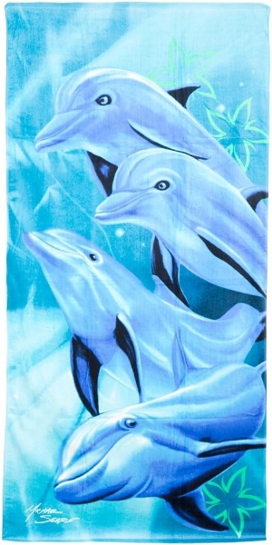 Picture of Island Gear Dolphins Swimming Happy Velour Beach Towel