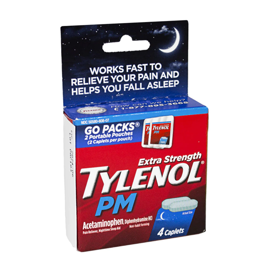 Picture of Tylenol PM Extra Strength  Go Packs Caplets 4 Count