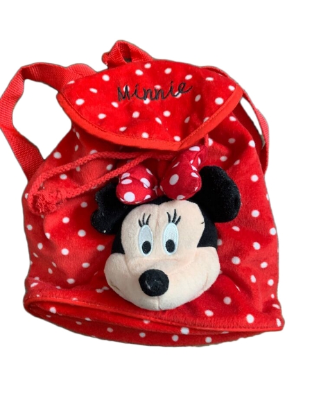 Picture of Disney Minnie Mouse Red Backpack With 3D Face Cinch Closure Red 10"
