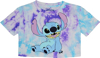 Picture of Disney Stitch Tie Dye Crop Top Shirt for Junior Girls Blue Medium