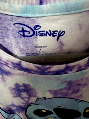 Picture of Disney Stitch Tie Dye Crop Top Shirt for Junior Girls Blue Large
