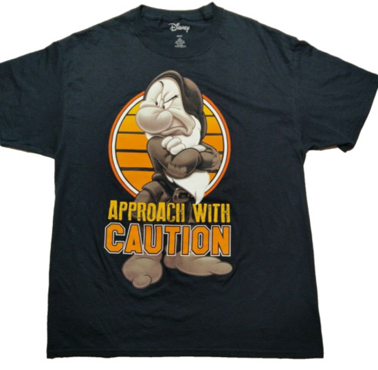 Picture of Grumpy The Dwarf Approach with Caution Black T-Shirt Size: Large