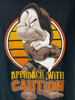Picture of Grumpy The Dwarf Approach with Caution Black T-Shirt Size: Large