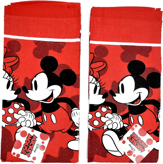 Picture of Disney Mickey Minnie Red ish Towels 2 Piece Set Kitchen Cloth