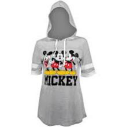 Picture of Disney Mickey Mouse Women's Hooded Football Shirt Grey Medium