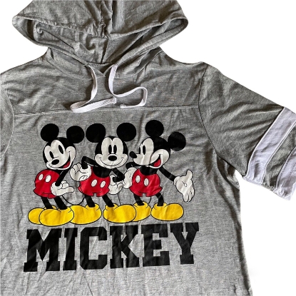 Picture of Disney Mickey Mouse Women's Hooded Football Shirt Grey Medium