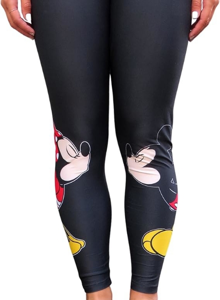 Picture of Disney Juniors Mickey and Minnie Mouse Kissing Leggings Stretch Black XL