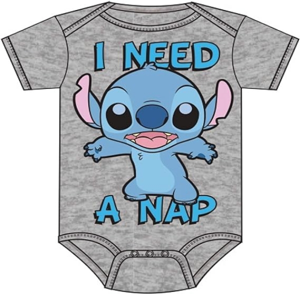 Picture of Disney Lilo and Stitch Infant Onesie I Need A Nap Gray Bodysuit 24M
