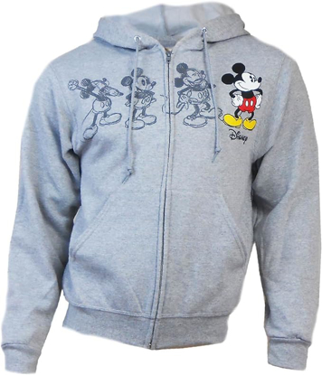 Picture of Disney Adult Mickey Plus One Zip Up Unisex Hoodie Gray Large