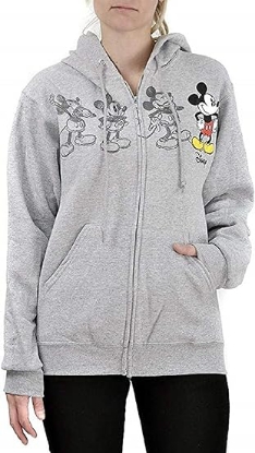 Picture of Disney Adult Mickey Plus One Zip Up Unisex Hoodie Gray Large