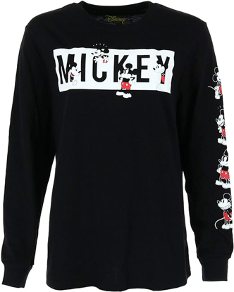Picture of Disney Many Mickey Adult Long Sleeve Top Black Small