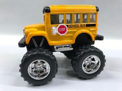 Picture of Funny Big Wheel School Bus Yellow By Kinsmart 4004DB 4 Inch Scale Diecast Model Replica