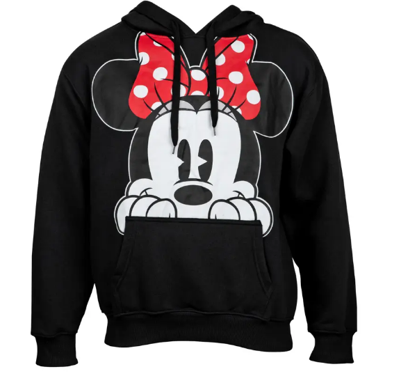 Picture of Disney Minnie Mouse Peeking Head Pullover Adult Hoodie Black Medium