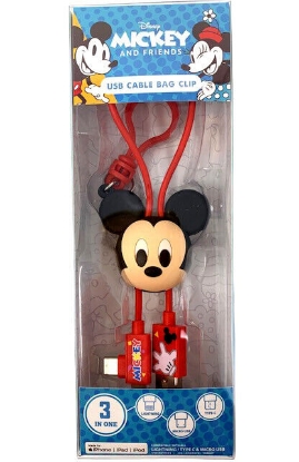 Picture of Disney Mickey Mouse 3D Foam Bag Clip USB Charger  Cable With Different Ports