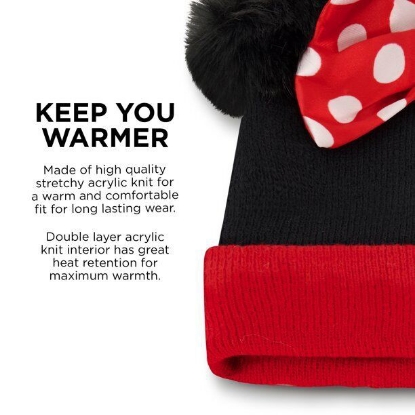 Picture of Minnie Mouse Ears Bow Cuff Beanie And Gloves Set