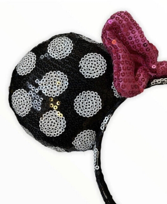 Picture of Disney Minnie Mouse Polka Dot Ears Pink Sequin Bow Headband