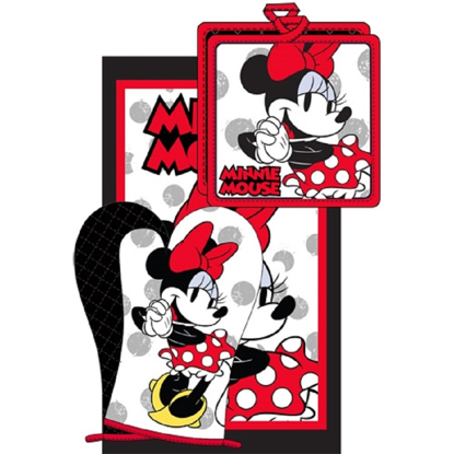 Picture of Disney 3pc Kitchen Towel Set Cute Chef Minnie Red