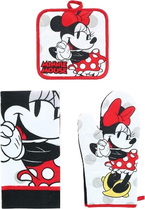 Picture of Disney 3pc Kitchen Towel Set Cute Chef Minnie Red
