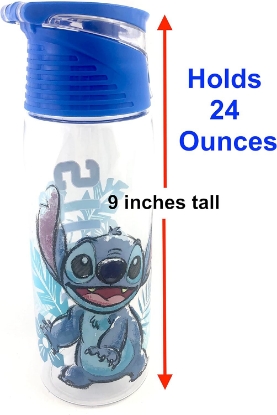 Picture of Disney Lilo and Stitch Flip Top Water Bottle Loop Attachment Handle 24 Ounce