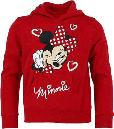 Picture of Disney Girl's Minnie Mouse Hearts Hoodie Sweatshirt Small Red