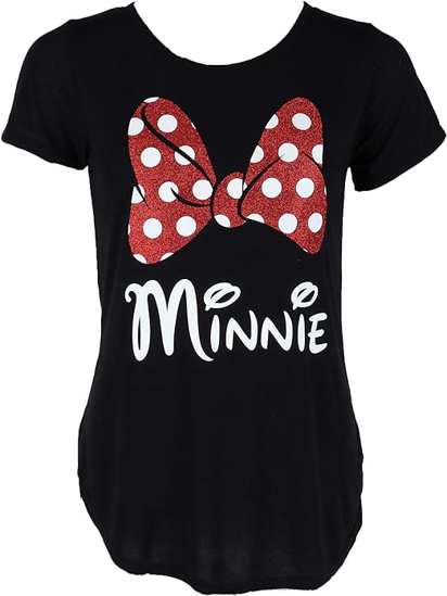 Picture of Disney Minnie Mouse Glitter Bow Women's Hi Low T-Shirt X-Large Black