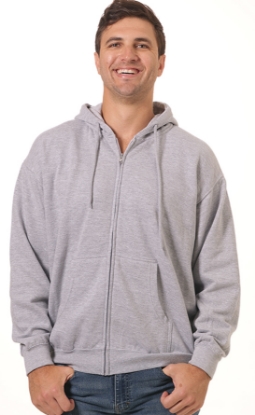 Picture of U.S Apparel Unisex Full-Zip Fleece Hooded Sweatshirt Grey Medium