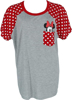 Picture of Disney Women's Plus Size Minnie Mickey Peeking Pocket Tee Shirt  Gray Red XXL