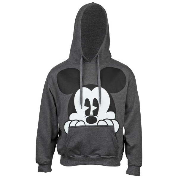 Picture of Disney Mickey Mouse Peeking Head Hoodie Grey XL Size