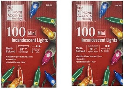 Picture of Home Accents Holiday 20 ft. 100-Lights String-to-String Incandescent Lights Mini Bulb Multi Color